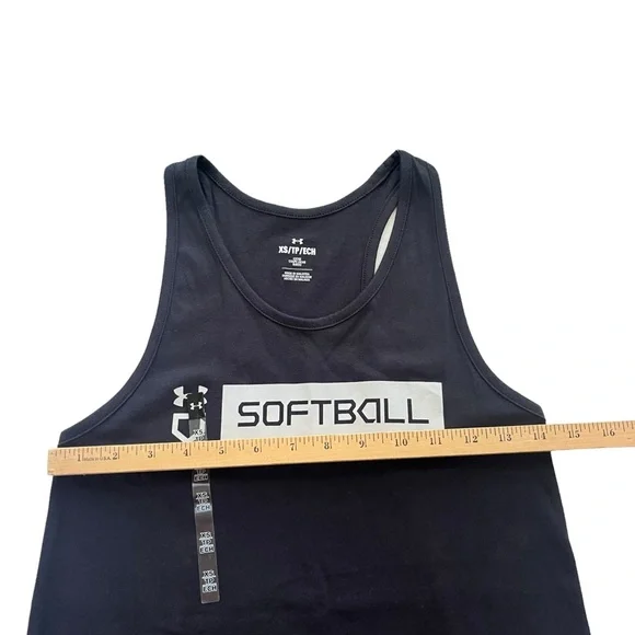 Under Armour Women’s XSmall Black Softball Logo Bar, Athletic Loose Fit Tank Top - Picture 8 of 16